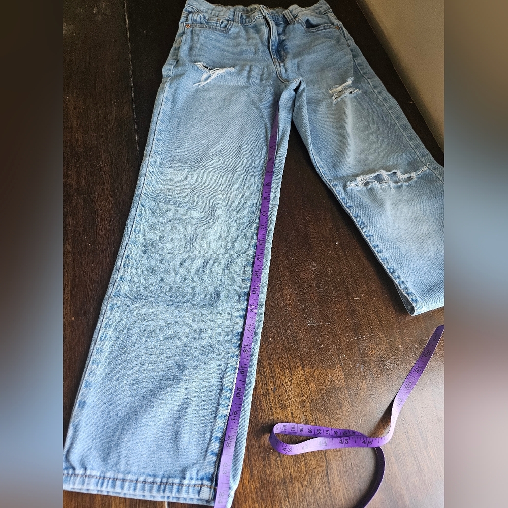 Light Blue Distressed Straight legWomen’s Jeans - Picture 11 of 16
